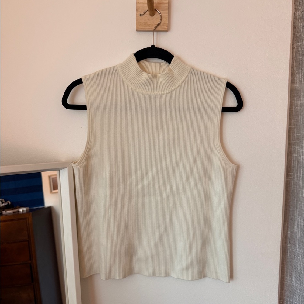 Laura Scott Cream Ribbed Tank Top